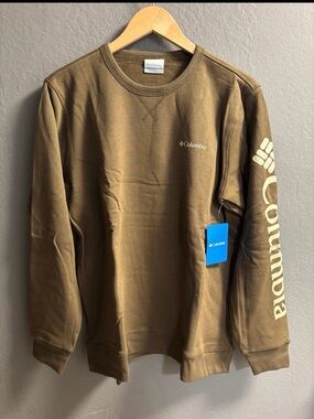 Columbia Men's Olive Brown Crewneck Sweatshirt with Sleeve Logo